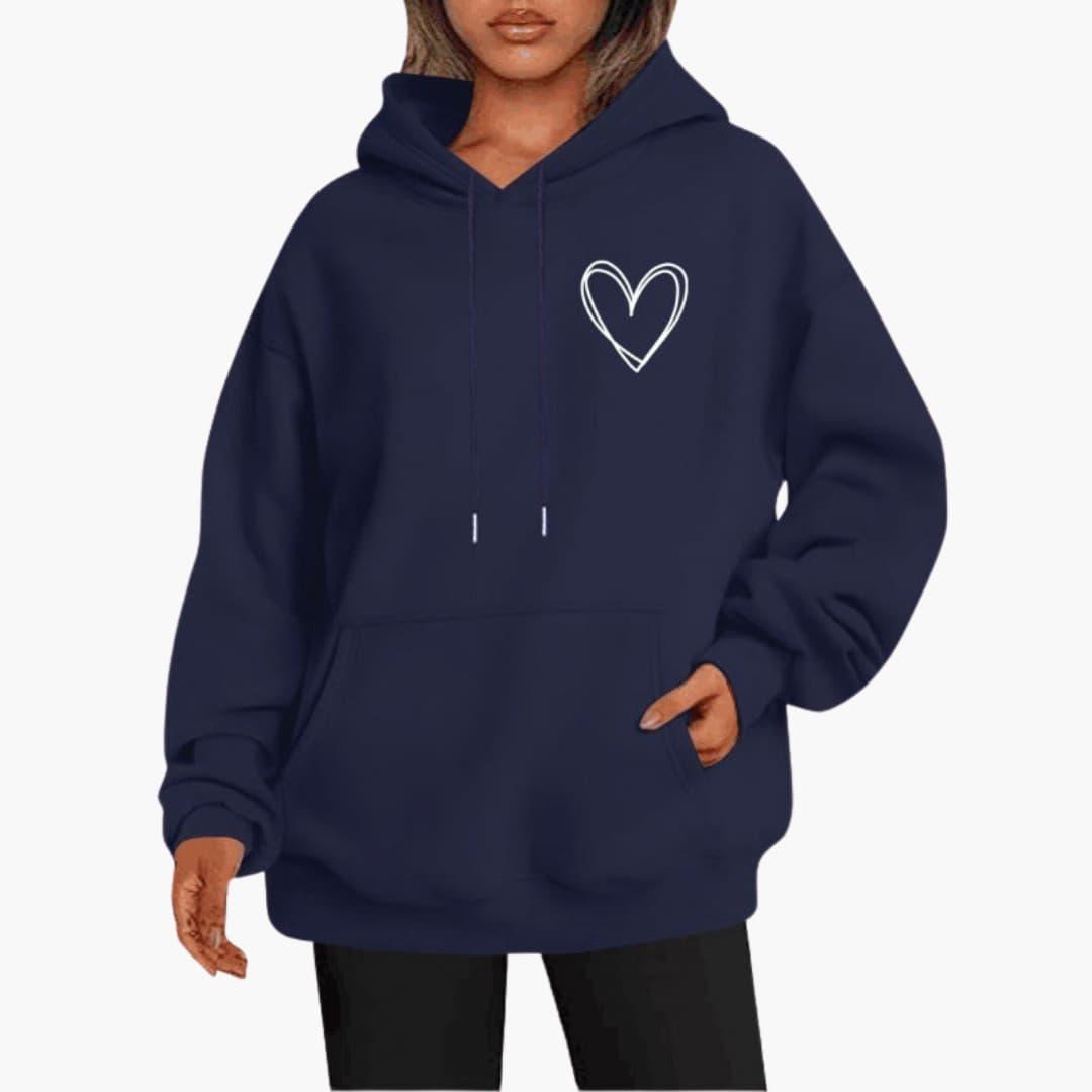 Felpa Donna con Cappuccio Stampa Cuore Regular Fit