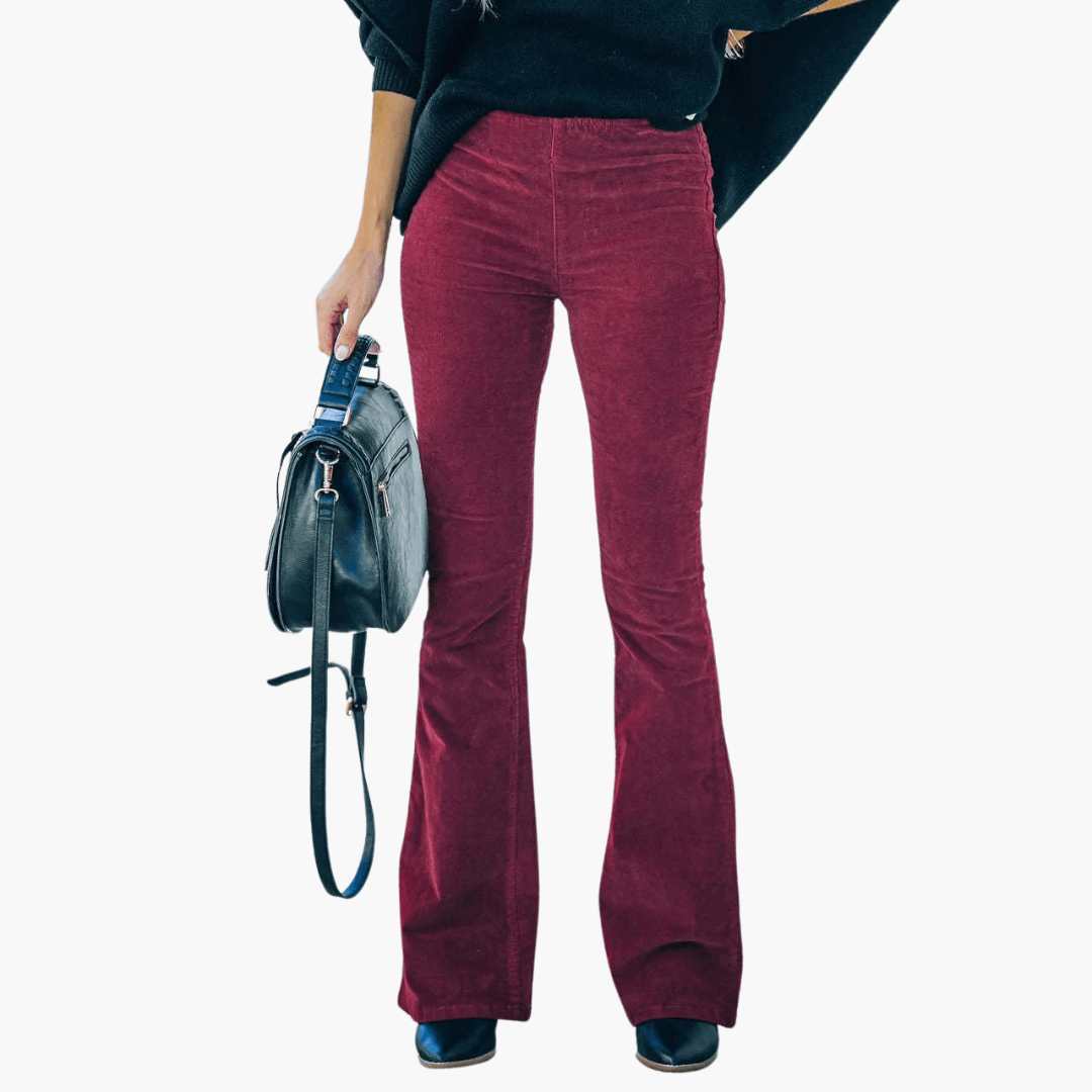 Pantaloni Lunghi Donna Eleganti in Velluto Corduroy