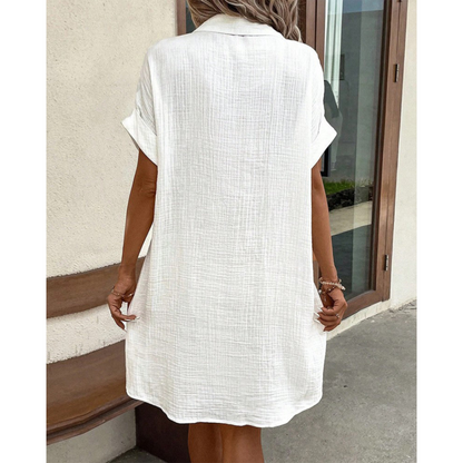 Abito Camicia Donna Tasca Casual con Bottoni