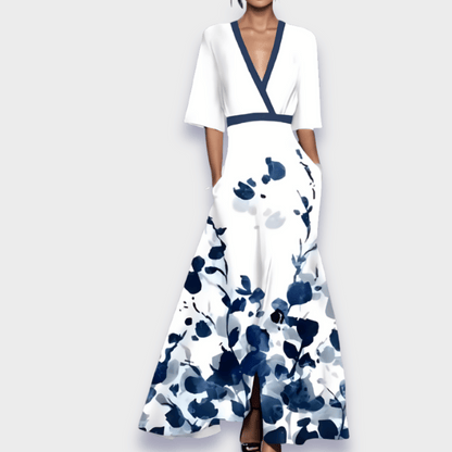 Abito Maxidress Donna con Motivo Floreale Elegante