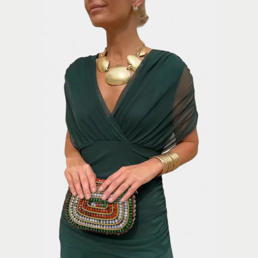 Abito Elegante Donna Scollo Bardot Vestibilità Classica