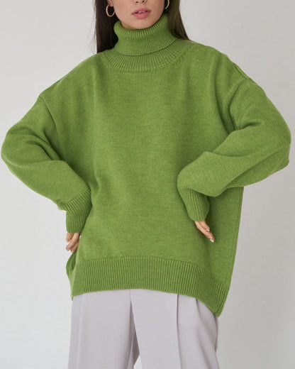 Maglione Oversize Donna Cotone Collo Alto Casual
