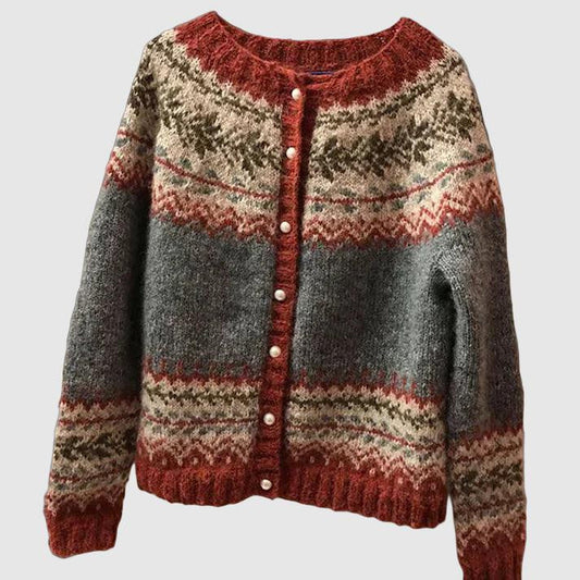 Cardigan Donna in Maglia Fair Isle Caldo Autunno Inverno - Brentozzi