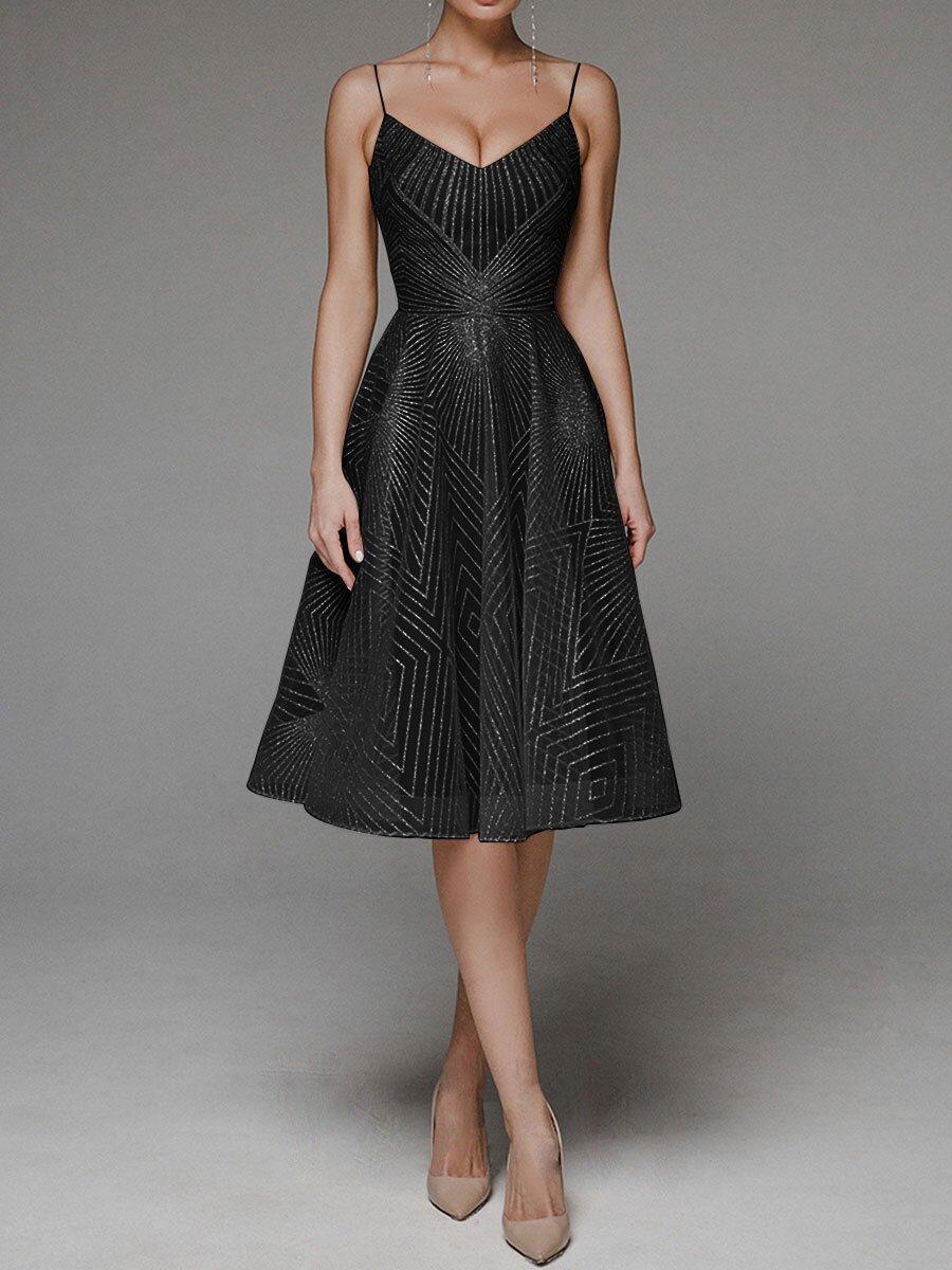 Abito Midi Donna Linea A Spalline Sottili