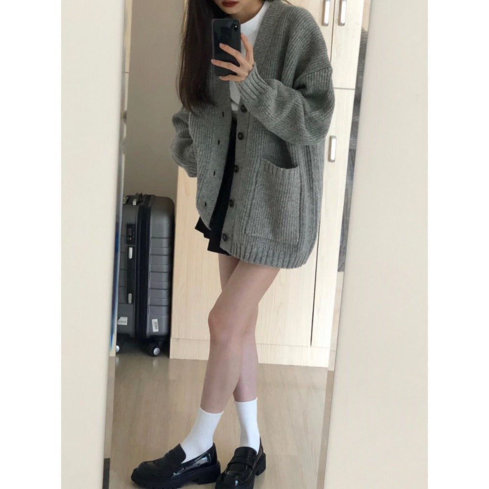 Cardigan Donna in Maglia con Bottoni Manica Lunga