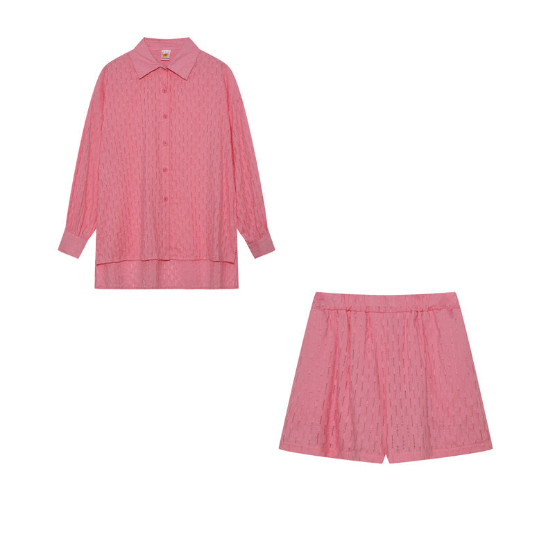 Completo Donna in Cotone Mix Blusa Oversize e Shorts