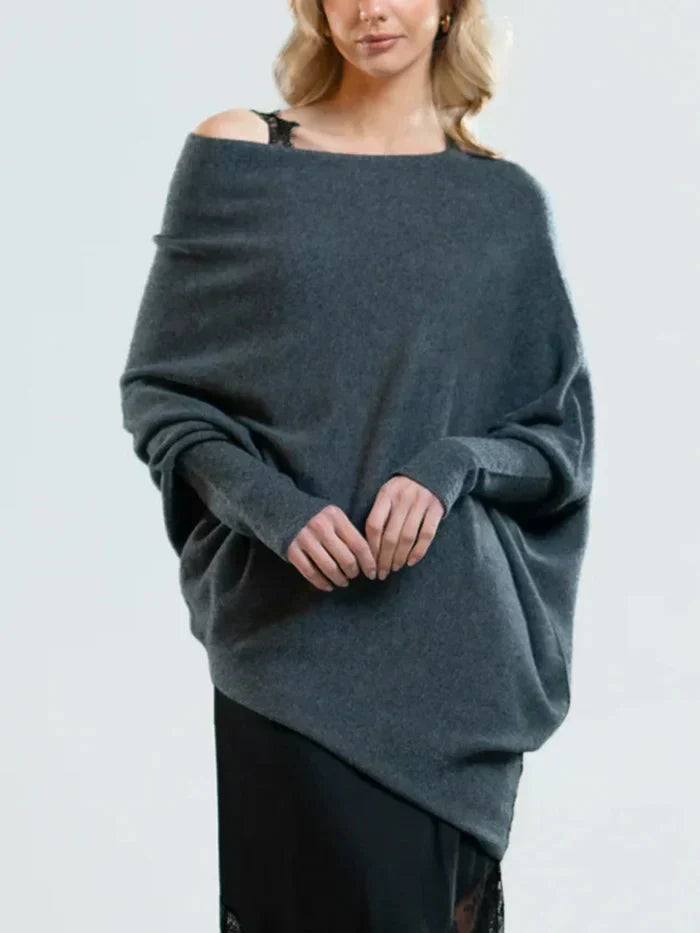 Maglione Donna Asimmetrico Scollo Bardot Maglia