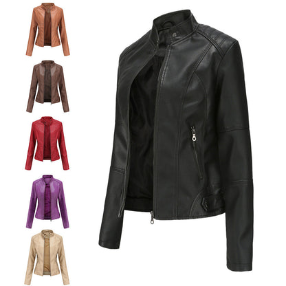 Giacca Biker Donna con Colletto a Sbuffo