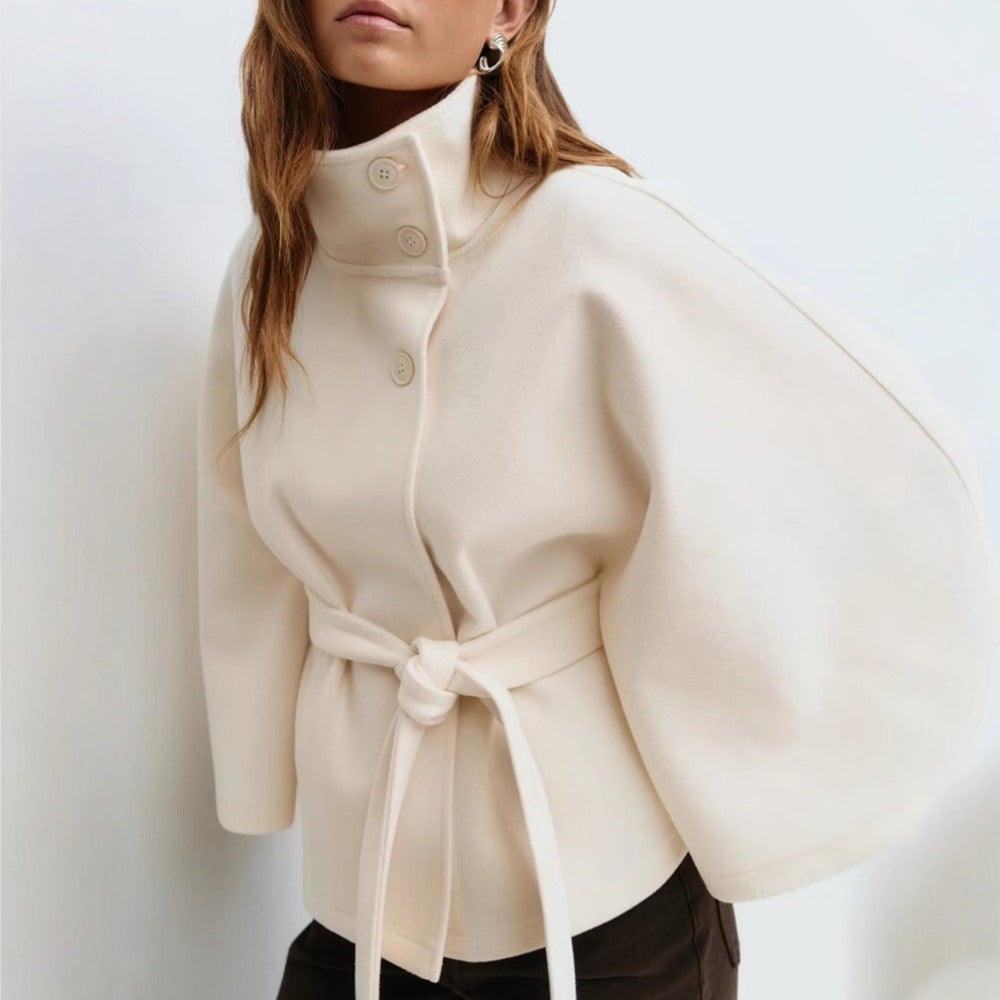 Cappotto Donna con Collo Alto Stile Mantella