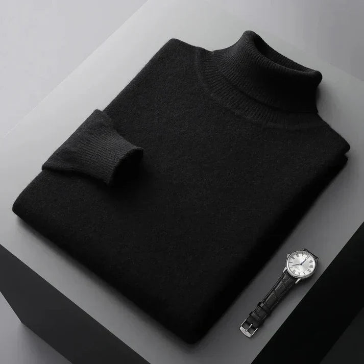 Pullover Uomo Dolcevita con Struttura a Maglia