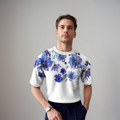 Camicia Uomo Manica Corta Motivo Floreale