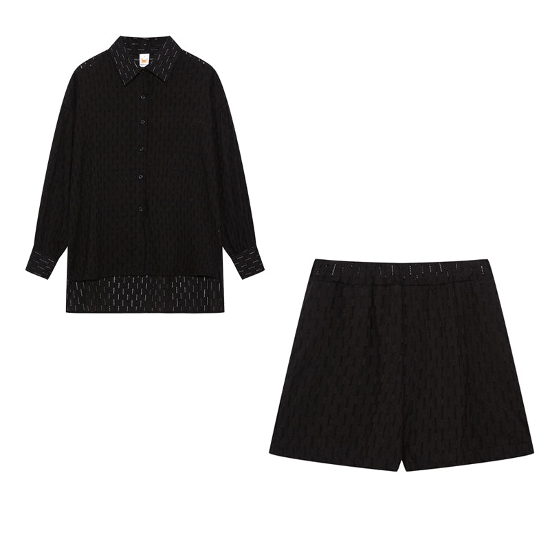 Completo Donna in Cotone Mix Blusa Oversize e Shorts