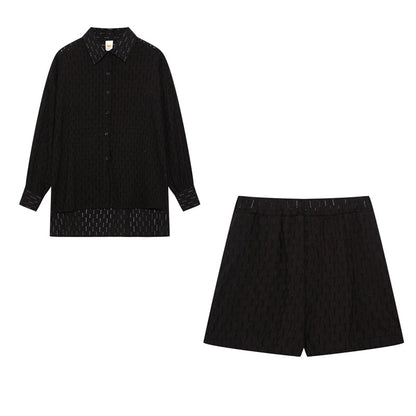 Completo Donna in Cotone Mix Blusa Oversize e Shorts