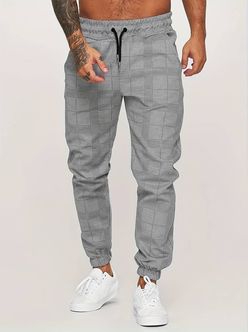 Pantaloni Jogging Uomo con Motivo a Quadri Comfort