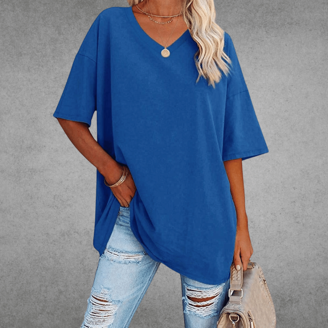 T-shirt Donna Scollo a V Taglio Oversize