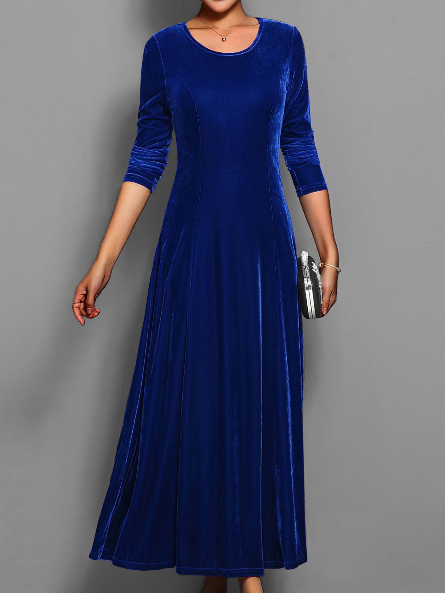 Abito Midi Donna Manica Lunga Casual Elegante Autunnale