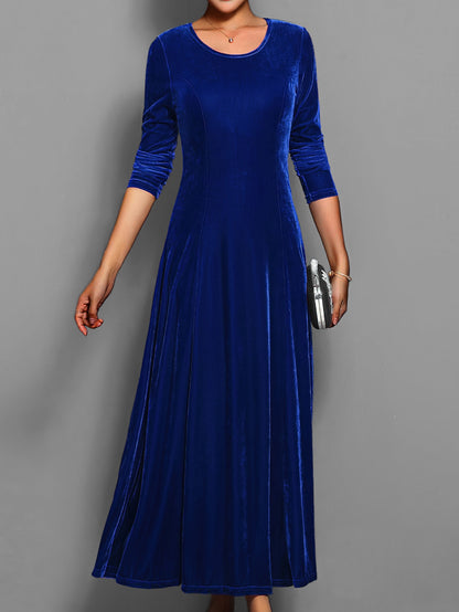Abito Midi Donna Manica Lunga Casual Elegante Autunnale