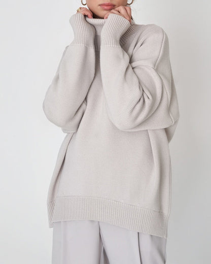 Maglione Oversize Donna Cotone Collo Alto Casual