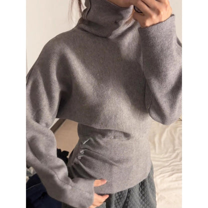 Maglione Donna a Coste Collo Alto Manica Lunga - Brentozzi