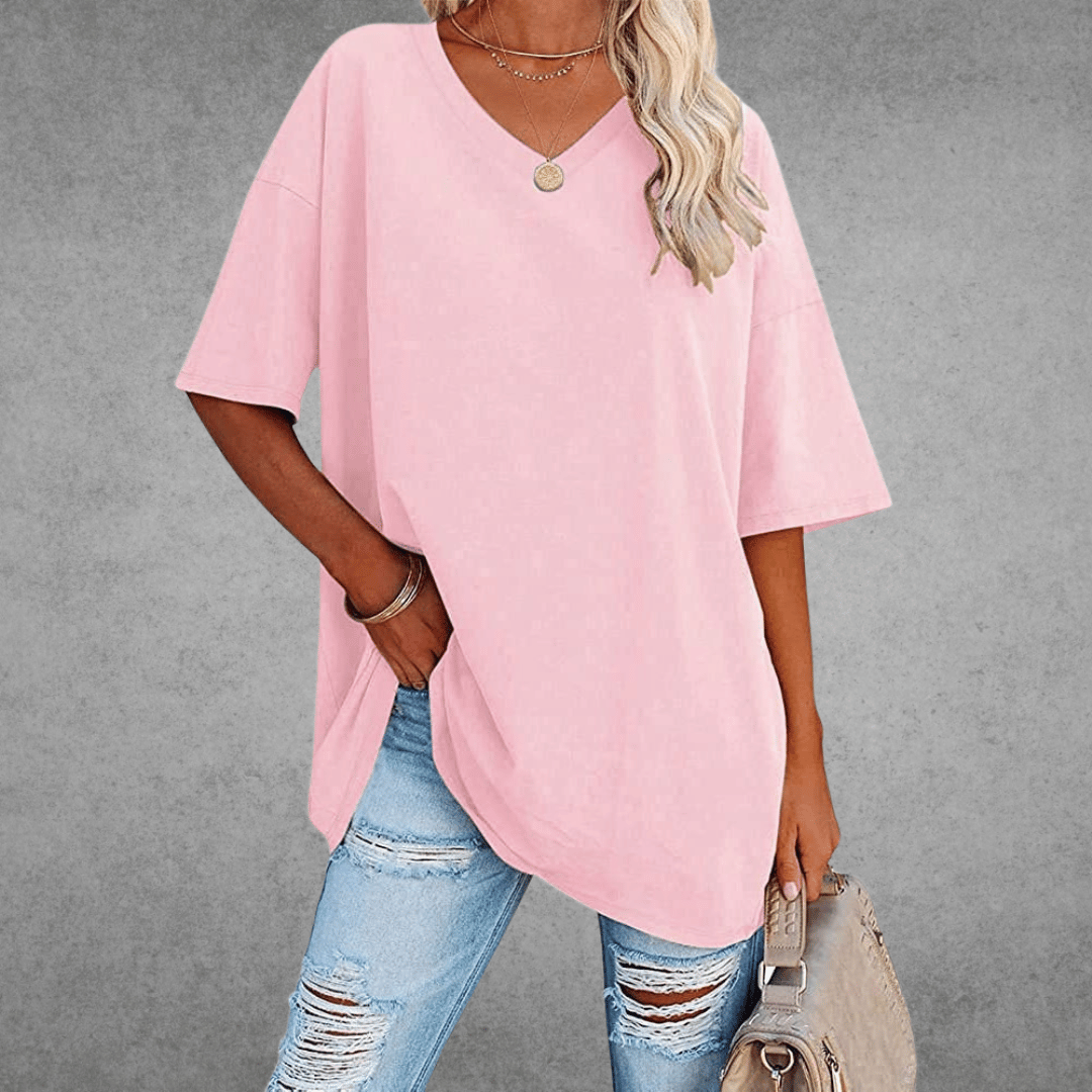 T-shirt Donna Scollo a V Taglio Oversize