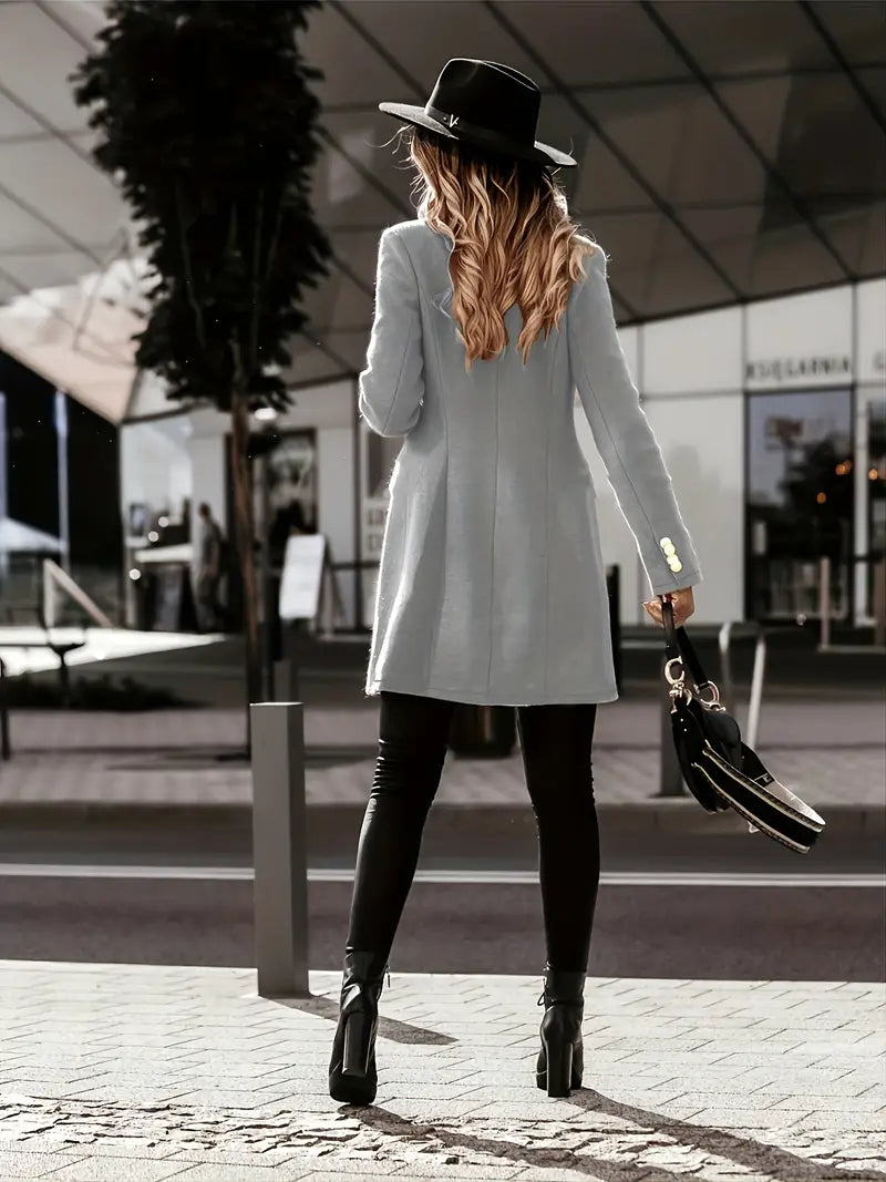 Cappotto Donna Classico Doppio Petto con Bottoni Metallizzati