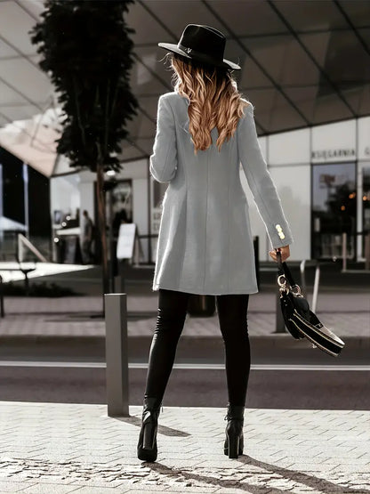 Cappotto Donna Classico Doppio Petto con Bottoni Metallizzati