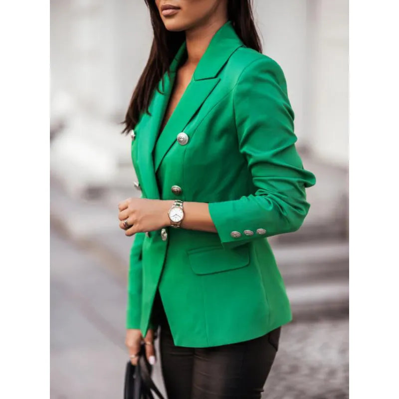 Blazer Donna Elegante Doppio Bottone Stile Business Classico