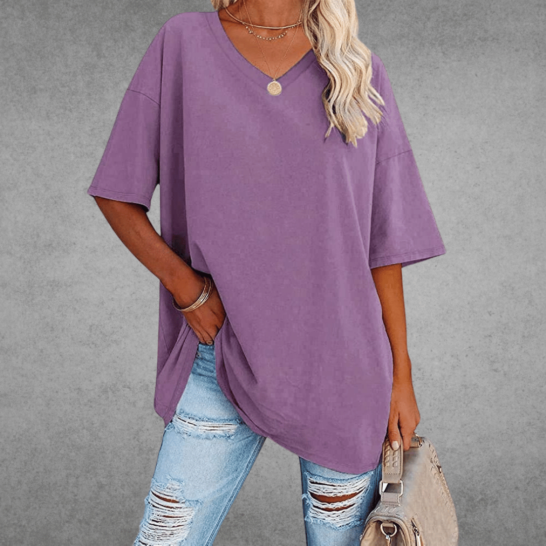 T-shirt Donna Scollo a V Taglio Oversize