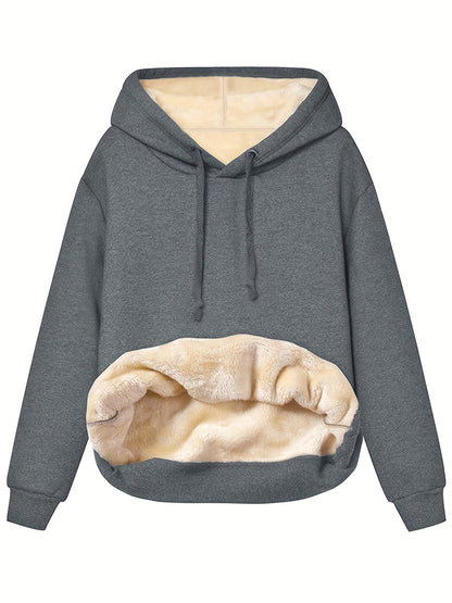 Felpa Donna con Cappuccio in Pile Comoda Casual