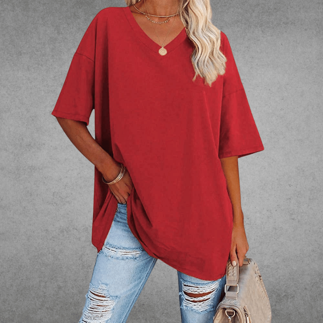 T-shirt Donna Scollo a V Taglio Oversize