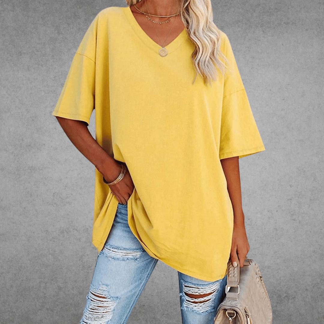 T-shirt Donna Scollo a V Taglio Oversize