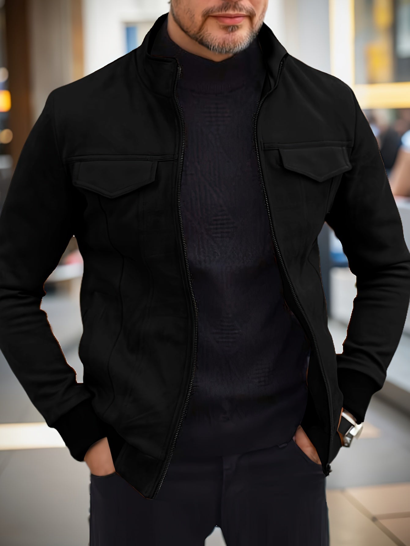 Giacca Invernale Uomo Casual con Zip e Collo Alto