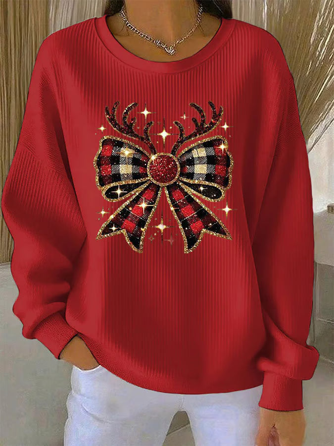 Maglione Donna Natalizio Motivo Fiocchi Morbido - Brentozzi