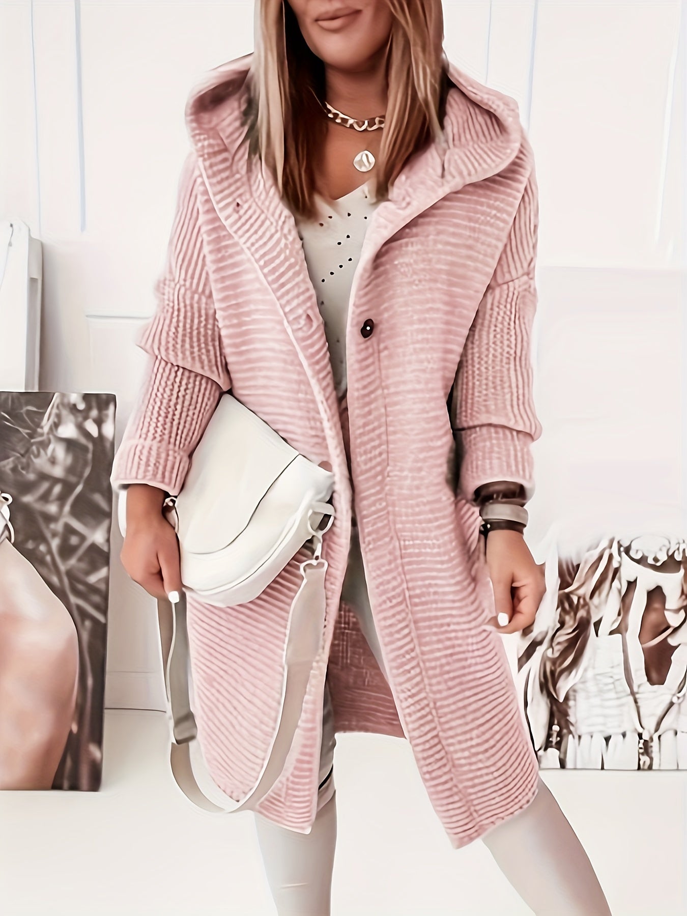 Cardigan Donna con Cappuccio Effetto Cashmere Elegante - Brentozzi