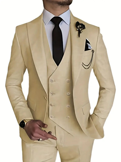 Completo Business Uomo Blazer Gilet e Pantaloni Taglio Classico