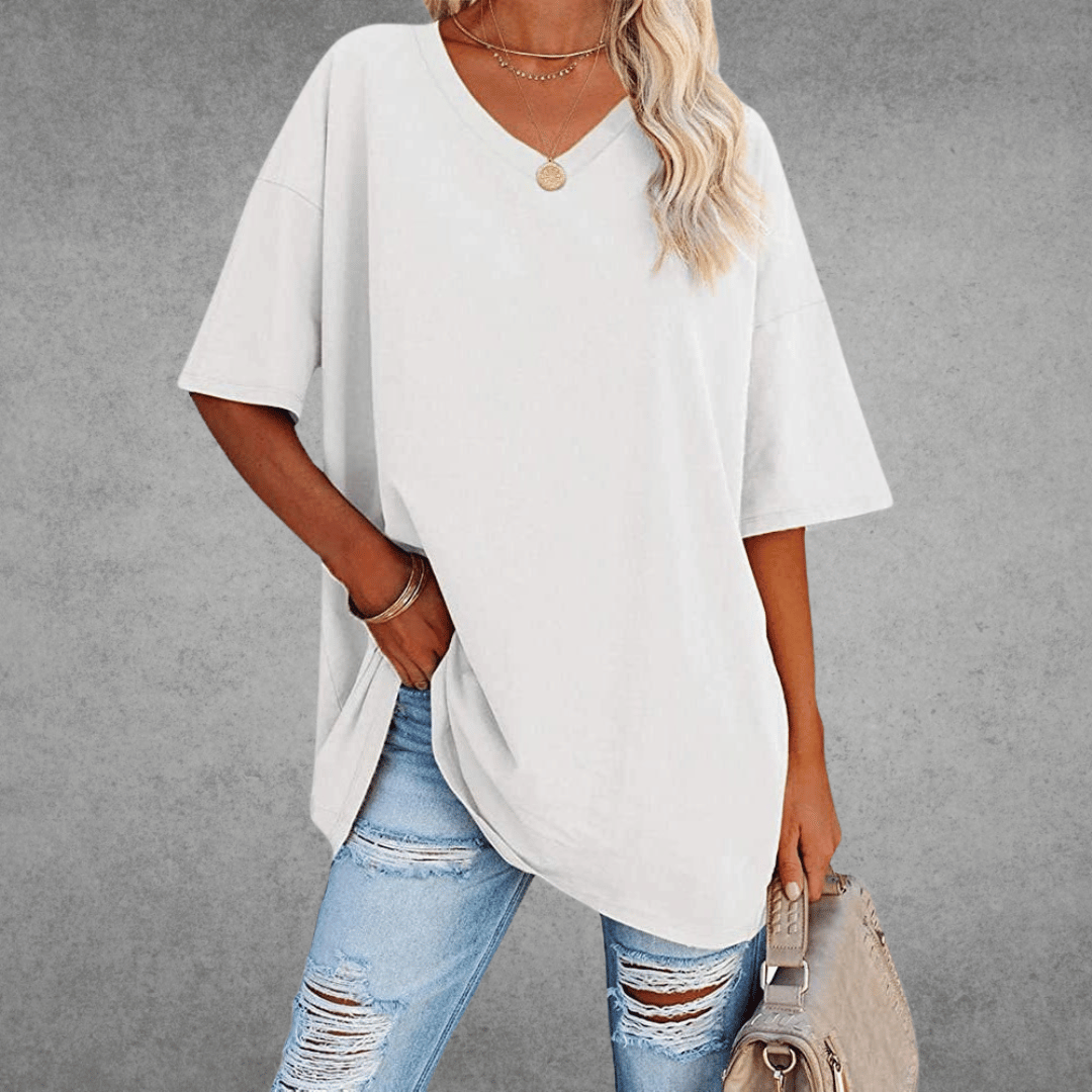T-shirt Donna Scollo a V Taglio Oversize