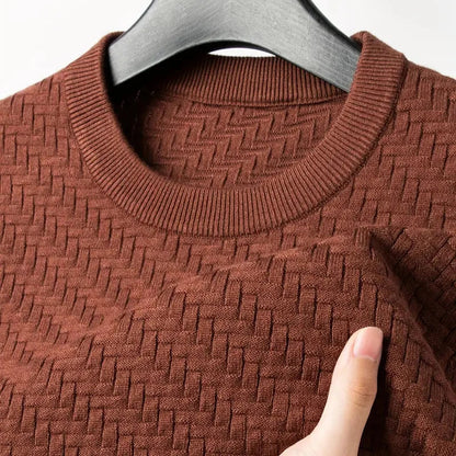 Maglione Uomo Girocollo con Motivo a Rilievo