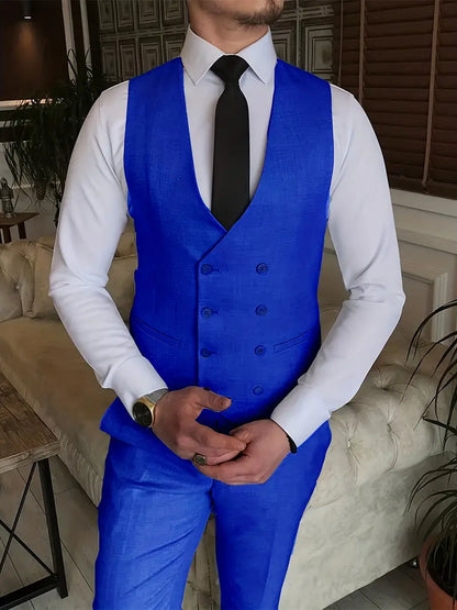 Completo Business Uomo Blazer Gilet e Pantaloni Taglio Classico