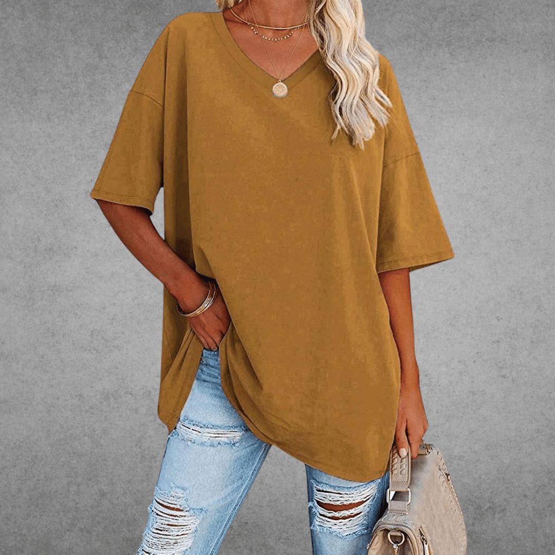T-shirt Donna Scollo a V Taglio Oversize