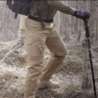 Pantaloni Cargo Uomo Tessuto Elasticizzato Lunghezza Completa