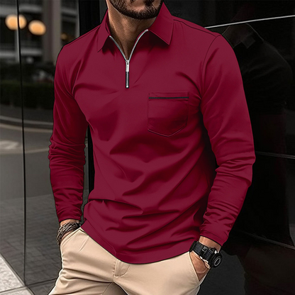 Polo Uomo Manica Lunga con Chiusura a Zip