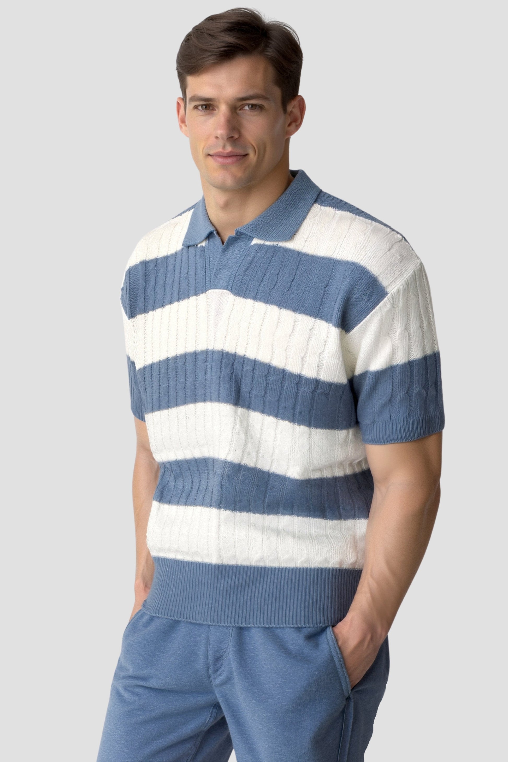 Polo Uomo a Righe Manica Corta Stile Sportivo Elegante - Brentozzi
