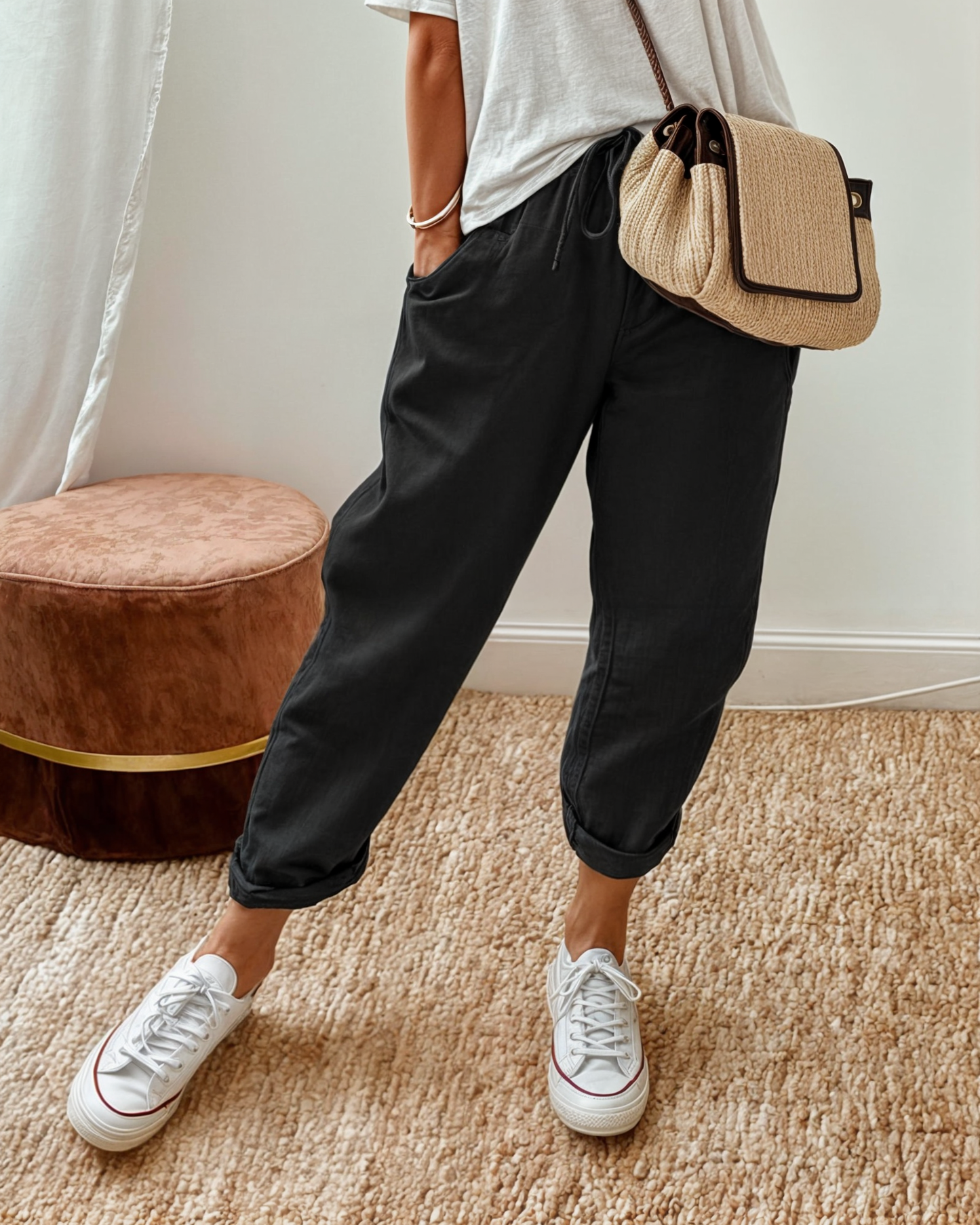 Pantaloni Estivi Donna con Coulisse Tasche Comode