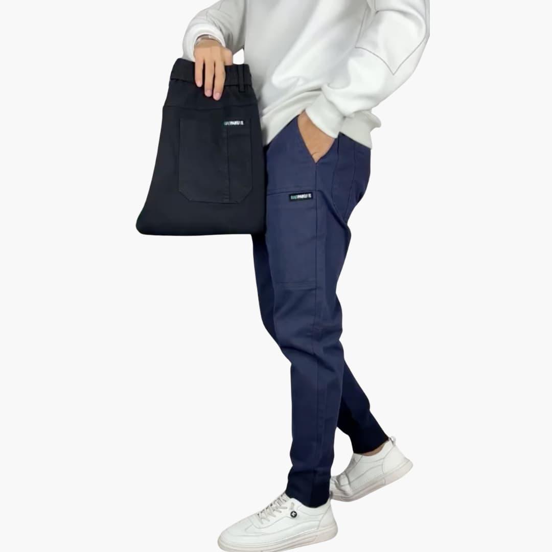Pantaloni Cargo Uomo in Tessuto Stretch Vestibilità Comoda