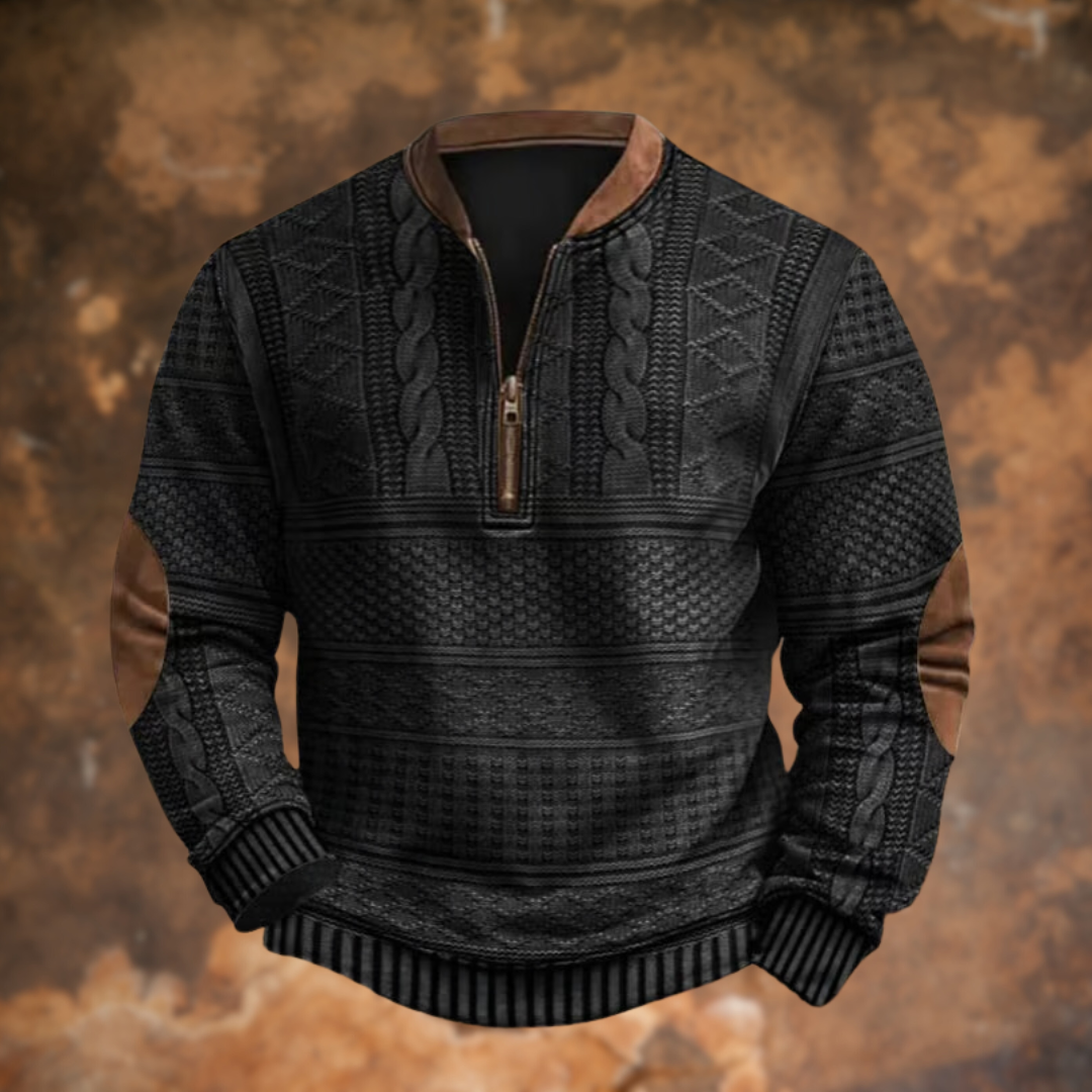 Maglione Uomo con Zip Design a Motivo Strutturato