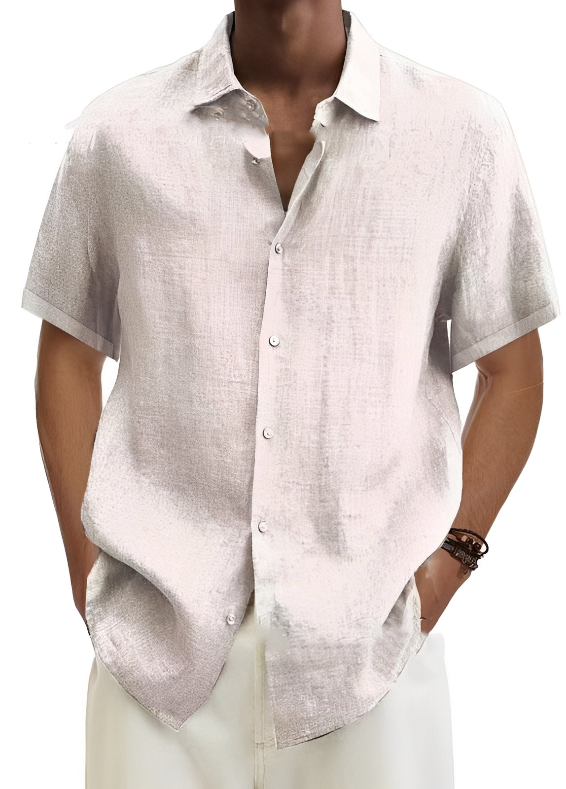 Camicia Uomo Cotone Bottoni Vestibilità Larga