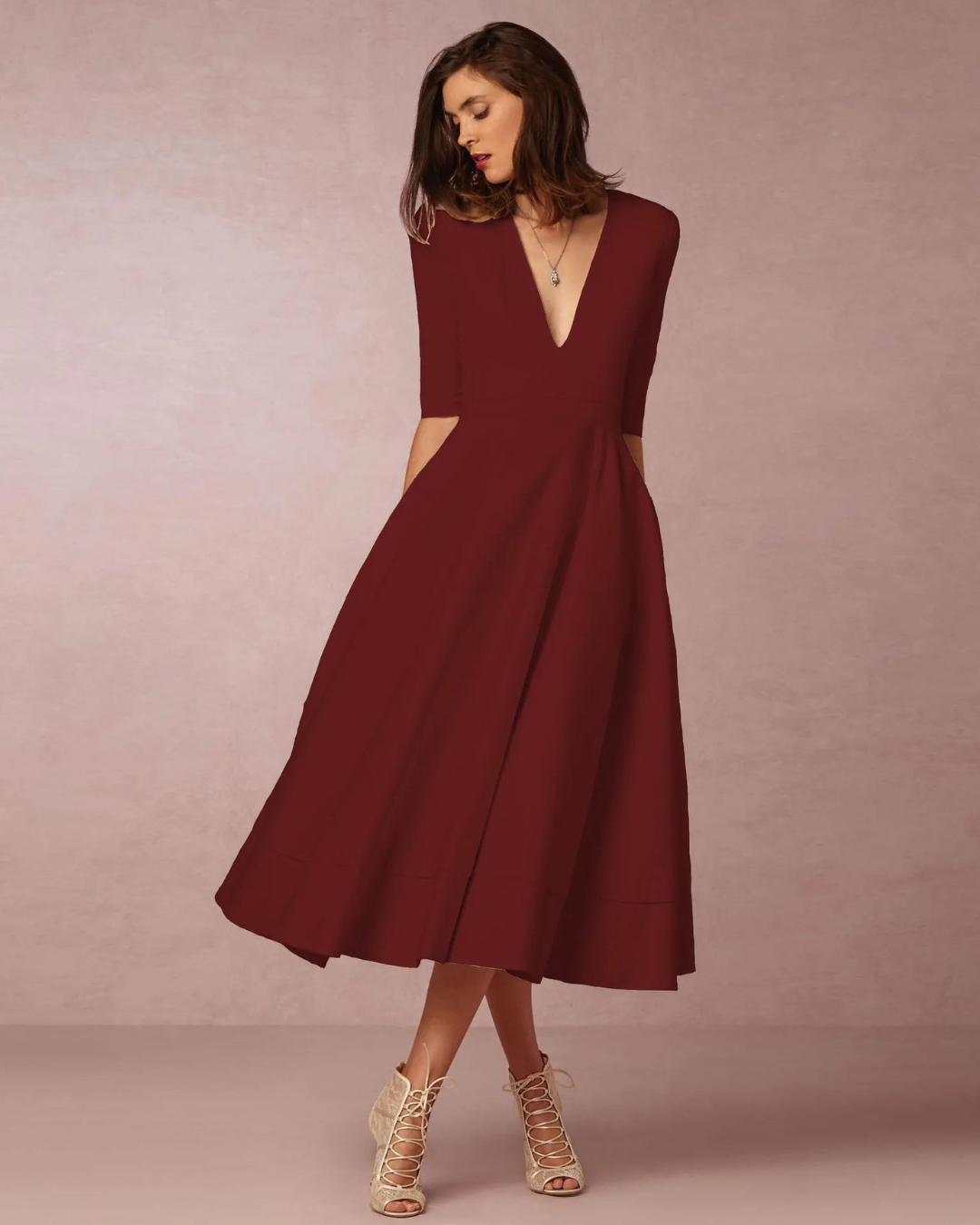 Abito Maxi Donna Scollo a V Elegante