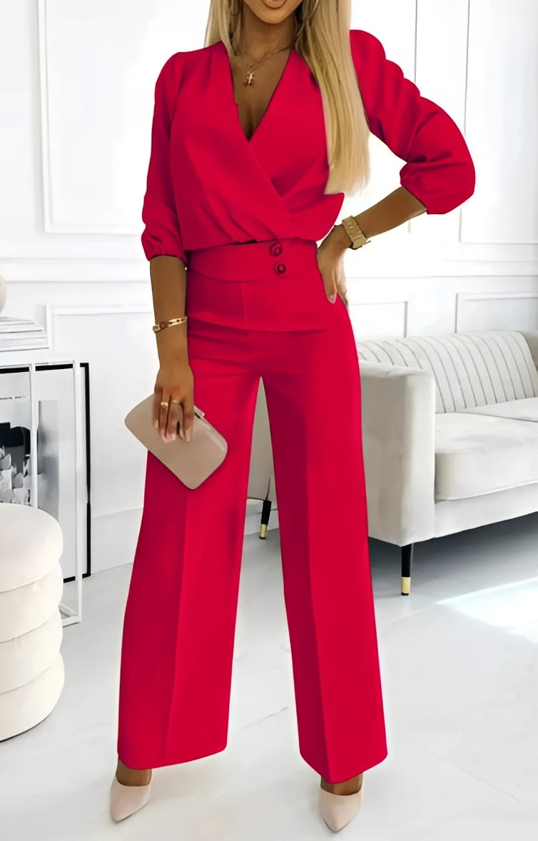 Completo Due Pezzi Donna Elegante con Bottoni
