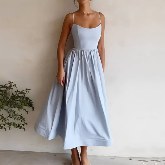 Abito Midi Donna Svasato Tessuto Fluido - Brentozzi