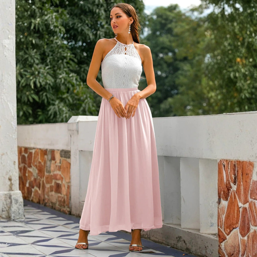 Abito Maxidress Donna Scollo a Halter Elegante